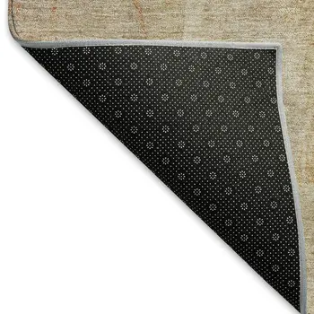 5' X 8' Khaki And Beige Abstract Washable Indoor Outdoor Area Rug