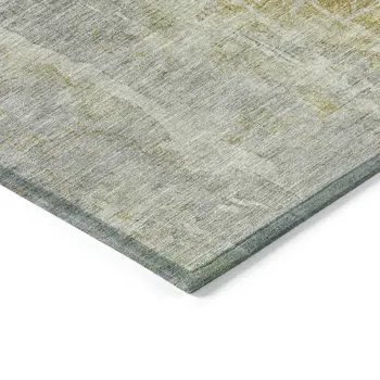 8' X 10' Pewter And Gold Abstract Washable Indoor Outdoor Area Rug