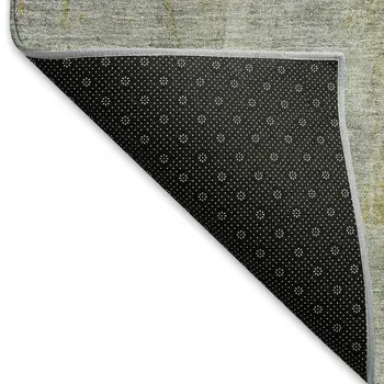 9' X 12' Pewter And Gold Abstract Washable Indoor Outdoor Area Rug
