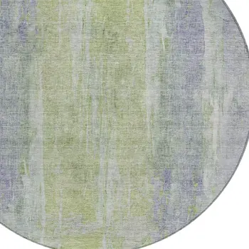 8' Plum And Green Round Abstract Washable Indoor Outdoor Area Rug