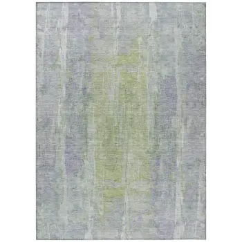 8' X 10' Plum And Green Abstract Washable Indoor Outdoor Area Rug