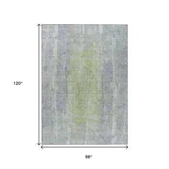 8' X 10' Plum And Green Abstract Washable Indoor Outdoor Area Rug