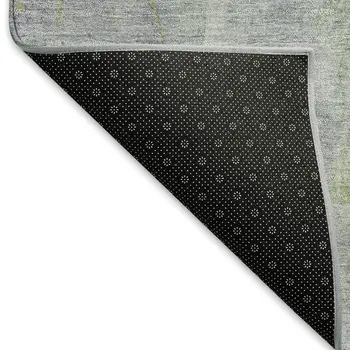 9' X 12' Plum And Green Abstract Washable Indoor Outdoor Area Rug