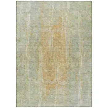 3' X 5' Sage And Copper Abstract Washable Indoor Outdoor Area Rug