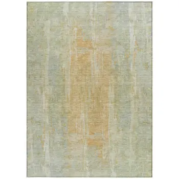 5' X 8' Sage And Copper Abstract Washable Indoor Outdoor Area Rug