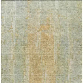 10' X 14' Sage And Copper Abstract Washable Indoor Outdoor Area Rug