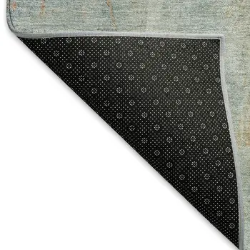8' X 10' Sky Blue And Copper Abstract Washable Indoor Outdoor Area Rug