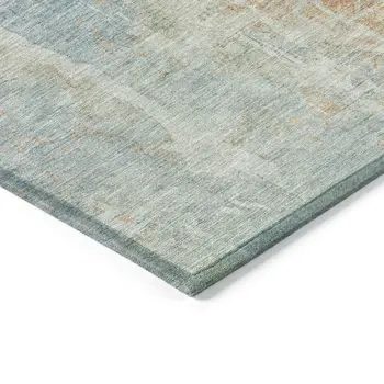 8' X 10' Sky Blue And Copper Abstract Washable Indoor Outdoor Area Rug