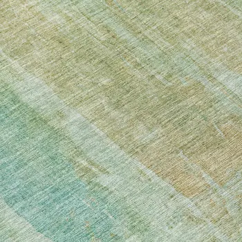 8' Teal Blue And Copper Round Abstract Washable Indoor Outdoor Area Rug