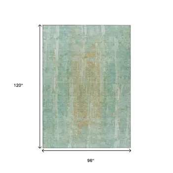 8' X 10' Teal Blue And Copper Abstract Washable Indoor Outdoor Area Rug