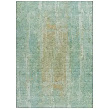 10' X 14' Teal Blue And Copper Abstract Washable Indoor Outdoor Area Rug