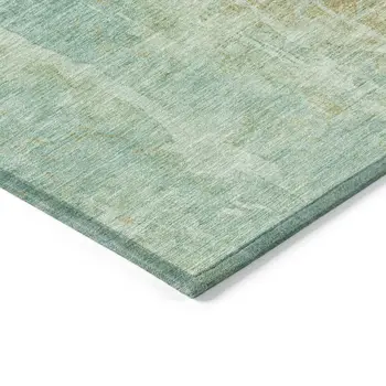 10' X 14' Teal Blue And Copper Abstract Washable Indoor Outdoor Area Rug