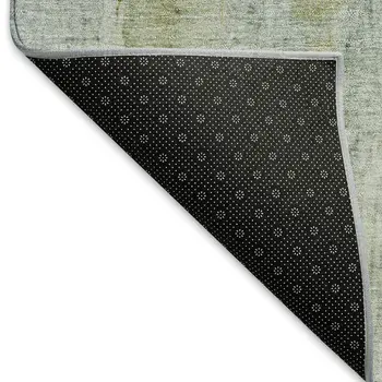 8' X 10' Artichoke Green And Blue Abstract Washable Indoor Outdoor Area Rug
