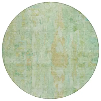 8' Fern Green And Copper Round Abstract Washable Indoor Outdoor Area Rug