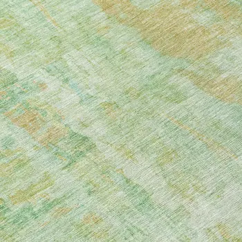 8' Fern Green And Copper Round Abstract Washable Indoor Outdoor Area Rug