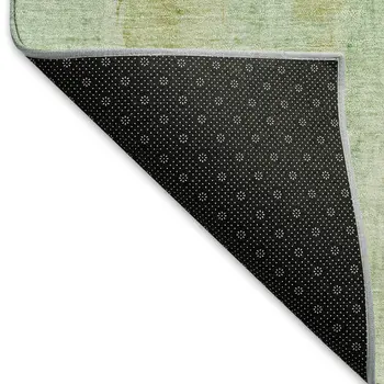 8' X 10' Fern Green And Copper Abstract Washable Indoor Outdoor Area Rug