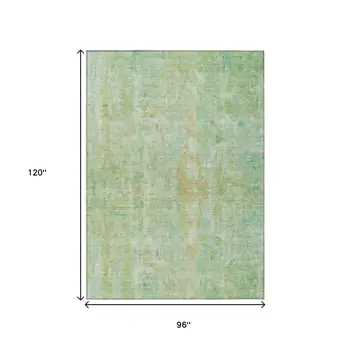 8' X 10' Fern Green And Copper Abstract Washable Indoor Outdoor Area Rug