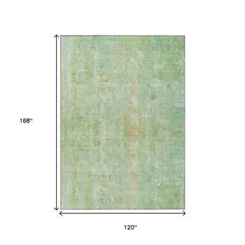 10' X 14' Fern Green And Copper Abstract Washable Indoor Outdoor Area Rug
