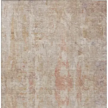 8' X 10' Beige And Salmon Abstract Washable Indoor Outdoor Area Rug