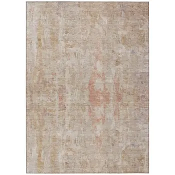 8' X 10' Beige And Salmon Abstract Washable Indoor Outdoor Area Rug
