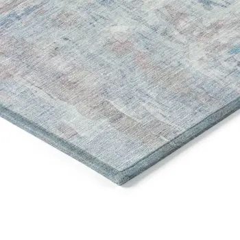 3' X 5' Blue And Blush Abstract Washable Indoor Outdoor Area Rug