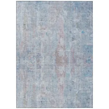 5' X 8' Blue And Blush Abstract Washable Indoor Outdoor Area Rug