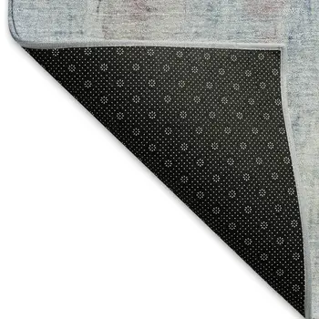 9' X 12' Blue And Blush Abstract Washable Indoor Outdoor Area Rug