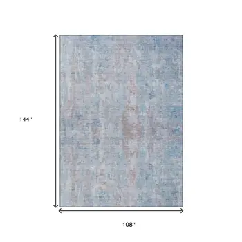 9' X 12' Blue And Blush Abstract Washable Indoor Outdoor Area Rug