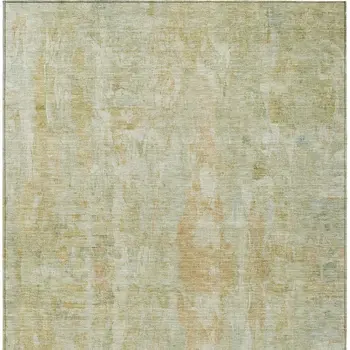 3' X 5' Key Lime And Copper Abstract Washable Indoor Outdoor Area Rug