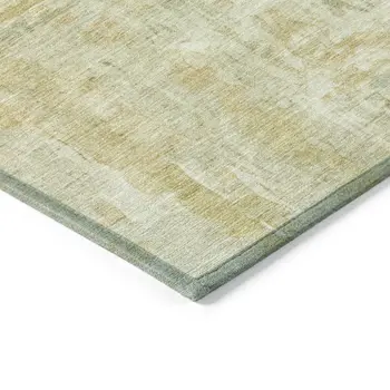3' X 5' Key Lime And Copper Abstract Washable Indoor Outdoor Area Rug