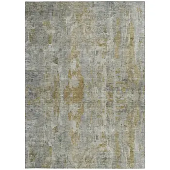 3' X 5' Pewter And Gray Abstract Washable Indoor Outdoor Area Rug