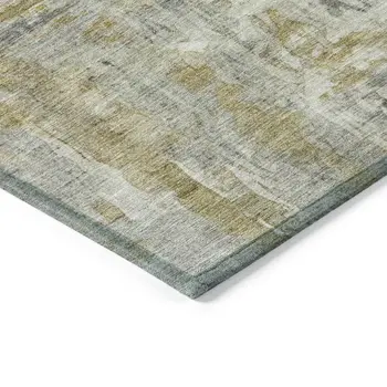 3' X 5' Pewter And Gray Abstract Washable Indoor Outdoor Area Rug