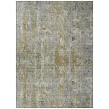 8' X 10' Pewter And Gray Abstract Washable Indoor Outdoor Area Rug