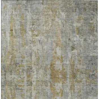 8' X 10' Pewter And Gray Abstract Washable Indoor Outdoor Area Rug