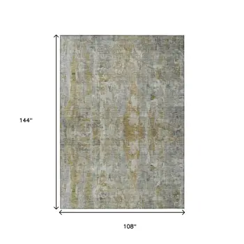 9' X 12' Pewter And Gray Abstract Washable Indoor Outdoor Area Rug