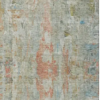 3' X 5' Sage And Copper Abstract Washable Indoor Outdoor Area Rug
