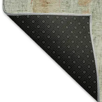 8' Sage And Copper Round Abstract Washable Indoor Outdoor Area Rug