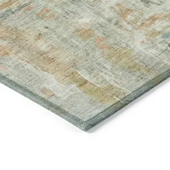 8' Sage And Copper Round Abstract Washable Indoor Outdoor Area Rug
