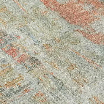 8' Sage And Copper Round Abstract Washable Indoor Outdoor Area Rug