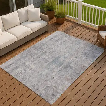 5' X 8' Taupe And Gray Abstract Washable Indoor Outdoor Area Rug