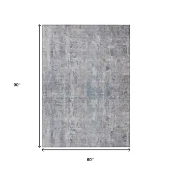 5' X 8' Taupe And Gray Abstract Washable Indoor Outdoor Area Rug
