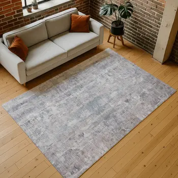 5' X 8' Taupe And Gray Abstract Washable Indoor Outdoor Area Rug