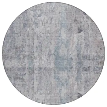 8' Taupe And Gray Round Abstract Washable Indoor Outdoor Area Rug