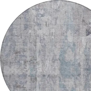8' Taupe And Gray Round Abstract Washable Indoor Outdoor Area Rug
