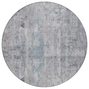 8' Taupe And Gray Round Abstract Washable Indoor Outdoor Area Rug