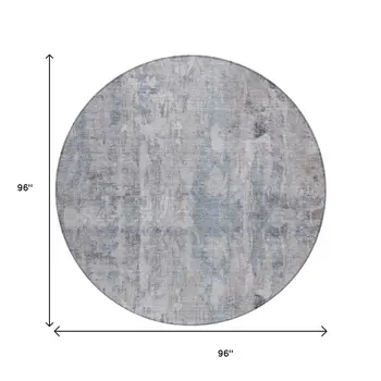 8' Taupe And Gray Round Abstract Washable Indoor Outdoor Area Rug