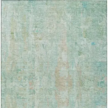 5' X 8' Turquoise And Copper Abstract Washable Indoor Outdoor Area Rug