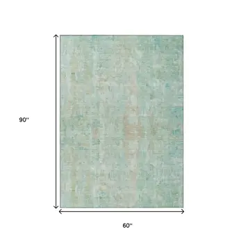 5' X 8' Turquoise And Copper Abstract Washable Indoor Outdoor Area Rug