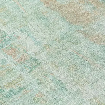 8' Turquoise And Copper Round Abstract Washable Indoor Outdoor Area Rug