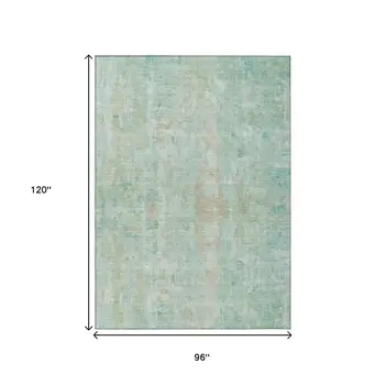 8' X 10' Turquoise And Copper Abstract Washable Indoor Outdoor Area Rug